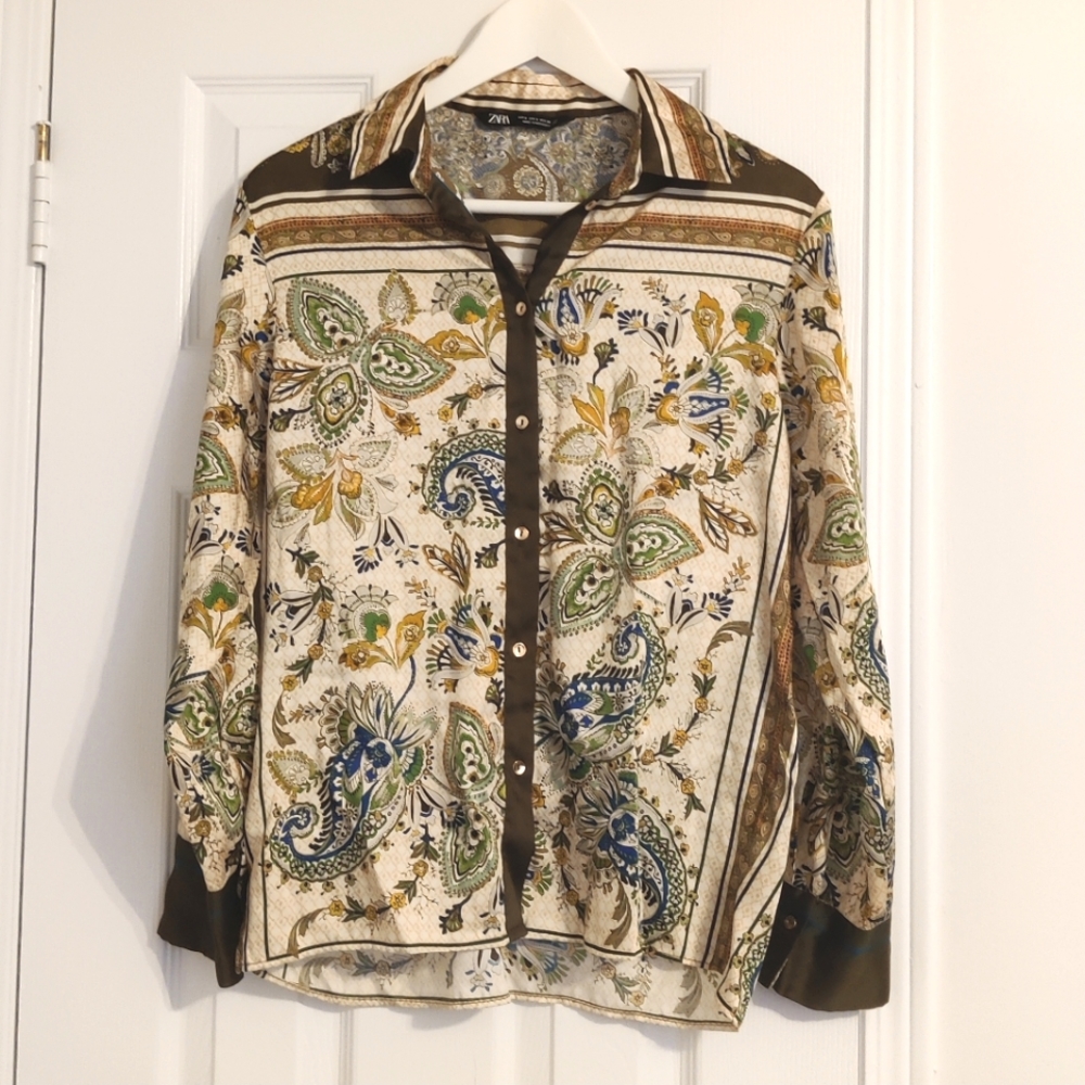 Zara Satin Lux Printed Shirt